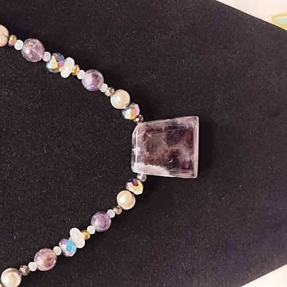 Beaded handmade Amethyst necklace - Picture 3 of 5